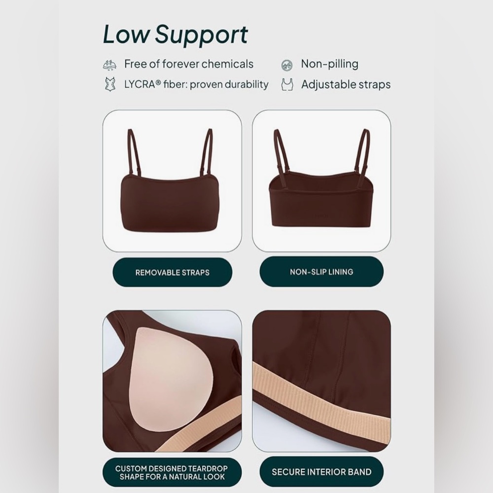New Pavoi Active Convertible Bandeau Sports Bra - Picture 4 of 12